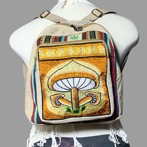 Women Handmade Straps Hemp Mushroom Backpack